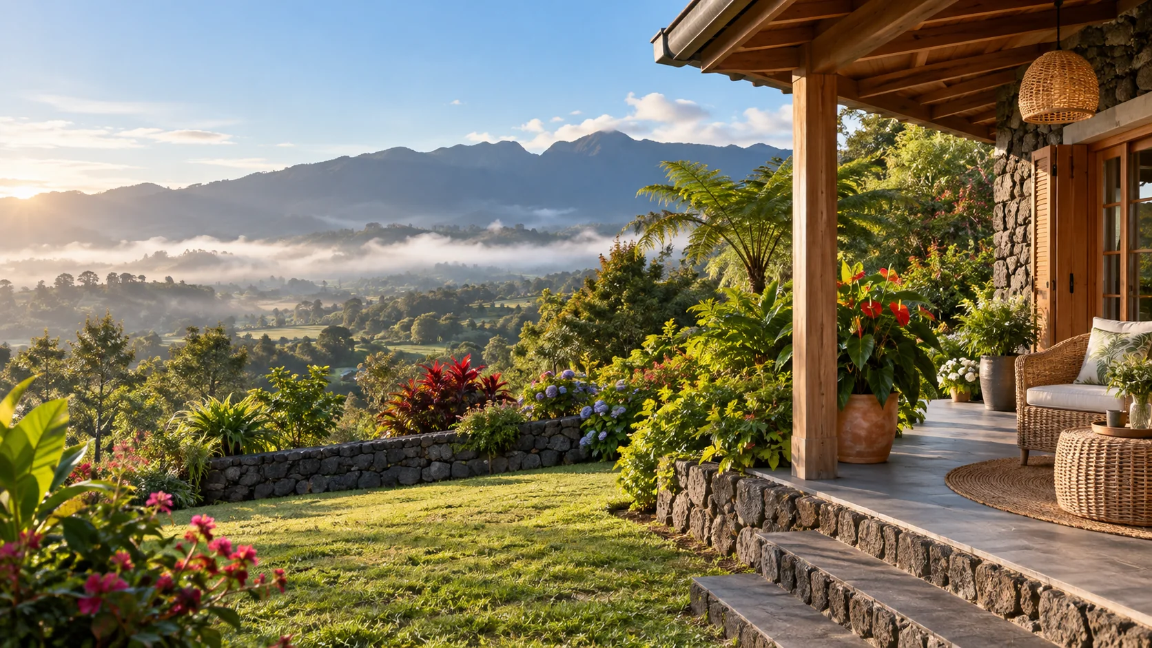 Jardin et maison d’hôtes dans les Hauts, image d’ambiance illustrative